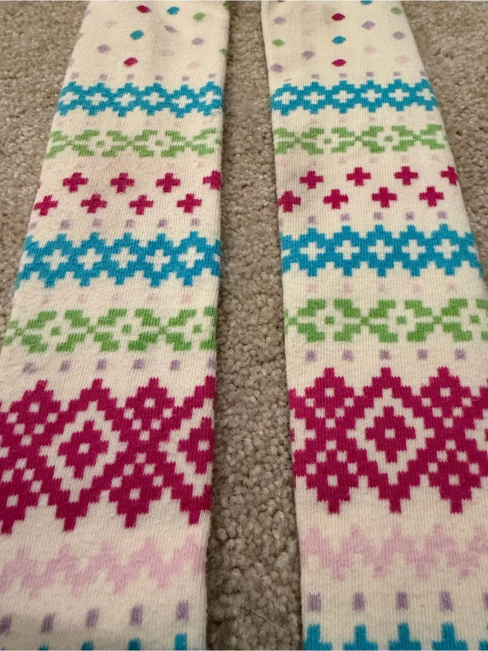 Hanna Andersson Girls Patterned Knit Tights Fair Isle Dots 110/120 US 6-7
